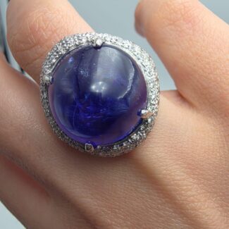 ANELLO ORO TANZANITE 17 CARATI DIAMANTI
