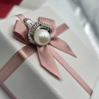 ANELLO ORO PERLA 9.2 MILLIMETRI DIAMANTI