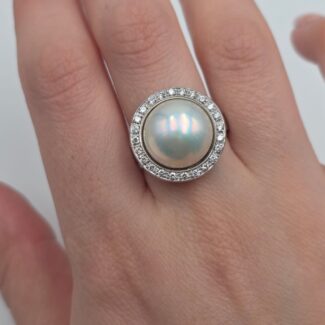 ANELLO ORO PERLA DIAMANTI