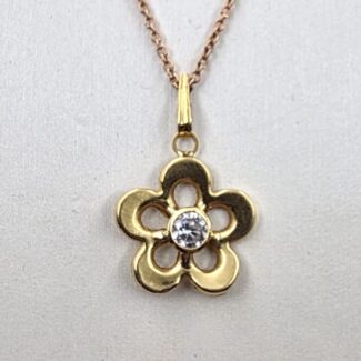 CIONDOLO ORO FIORE PIETRA ZIRCONIA
