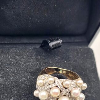 ANELLO ORO PERLE DIAMANTI