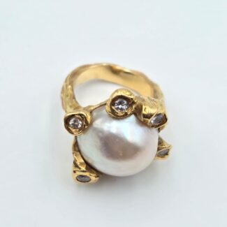 ANELLO ORO PERLA DIAMANTI