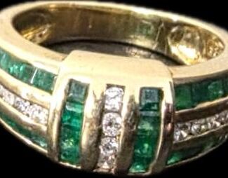 ANELLO ORO SMERALDI 0.40 CARATI DIAMANTI