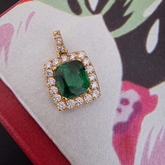 CIONDOLO ORO TSAVORITE DIAMANTI