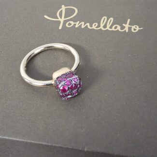 ANELLO POMELLATO NUDO ORO RUBINI